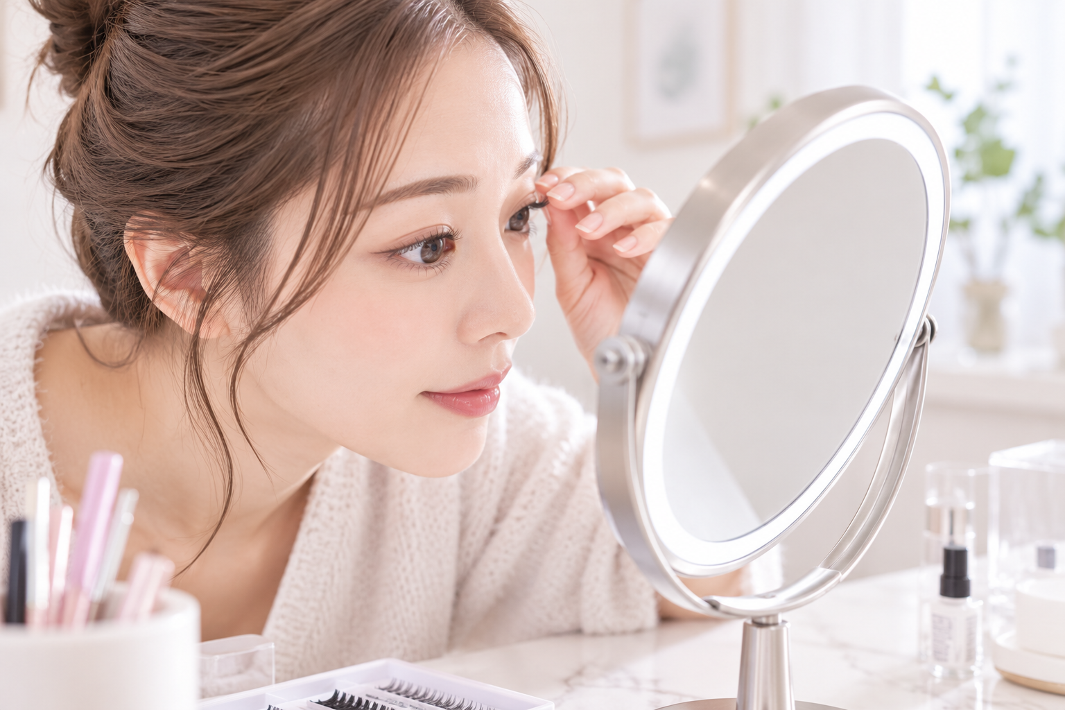 セルフマツエクは手元が見える環境で