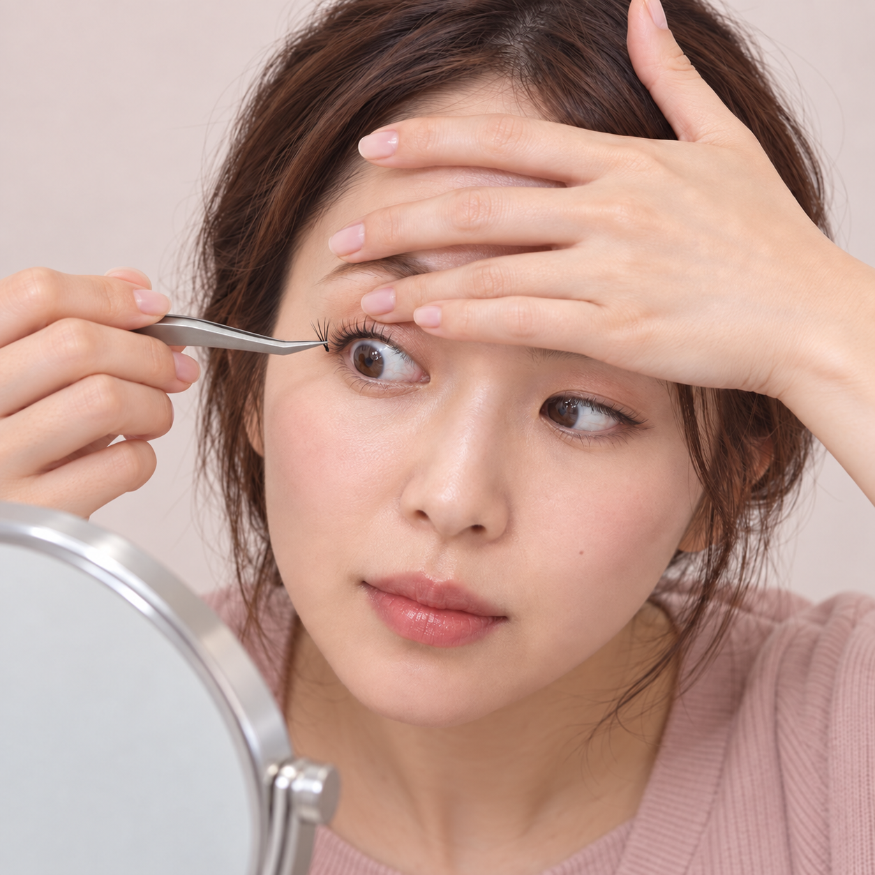 グルーをつける前に装着位置をシミュレーションする様子